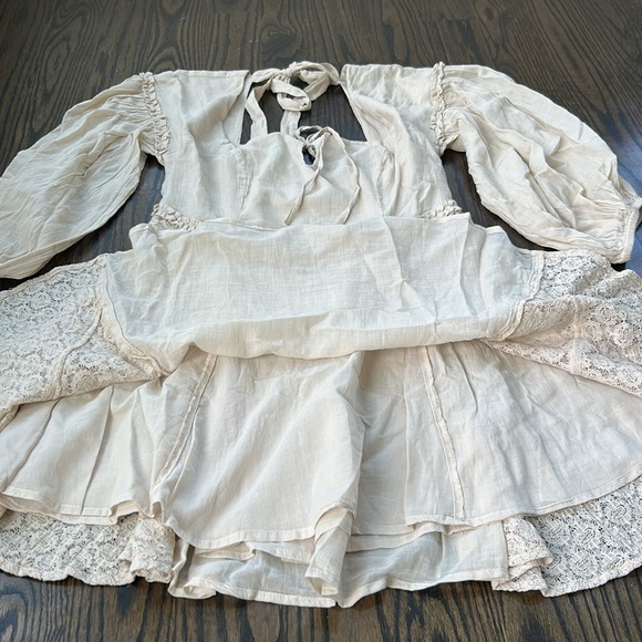 Free People Juniper Mini Dress Summer Sand Coquette Lace Bohemian Corset SM NWT - Picture 8 of 12